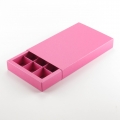 Коробка на 15 конфет с фальшбортом перламутровая дизайнерская фуксия "Stardream Azalea" без окна (12,2*20,4*3 см)
